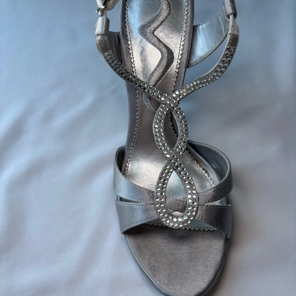 Touch of Nina Silver Rhinestone Heels